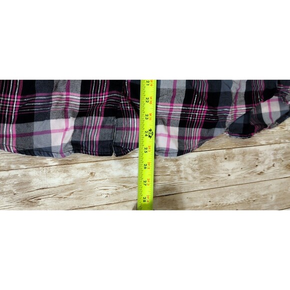 Victorias Secret 2pc Pajama PJ Set Large Plaid Pink Black Metallic Long Sleeve - Picture 8 of 13